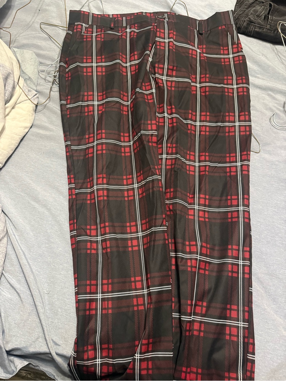 Classic Red and Black Plaid Men's Dress Pants